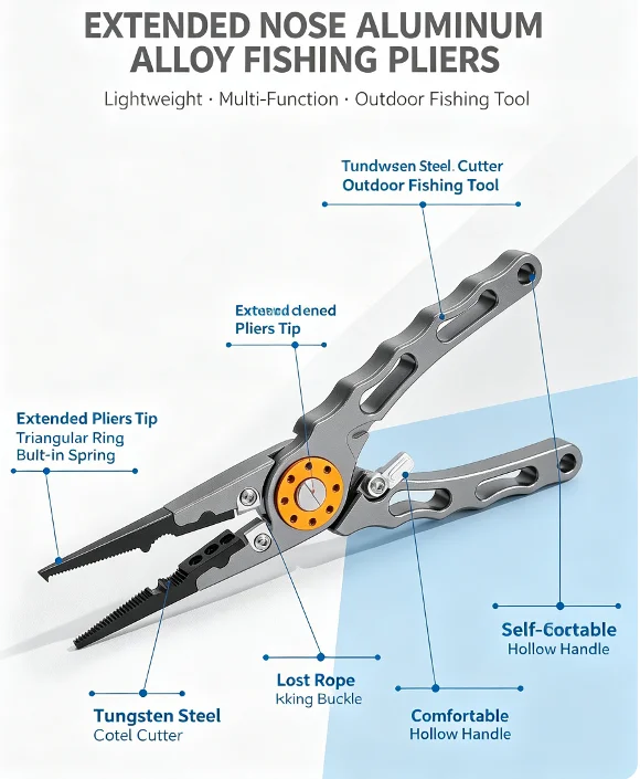 Lange, aluminium tang voor het - Fishing Line Cutter recensie en prijs